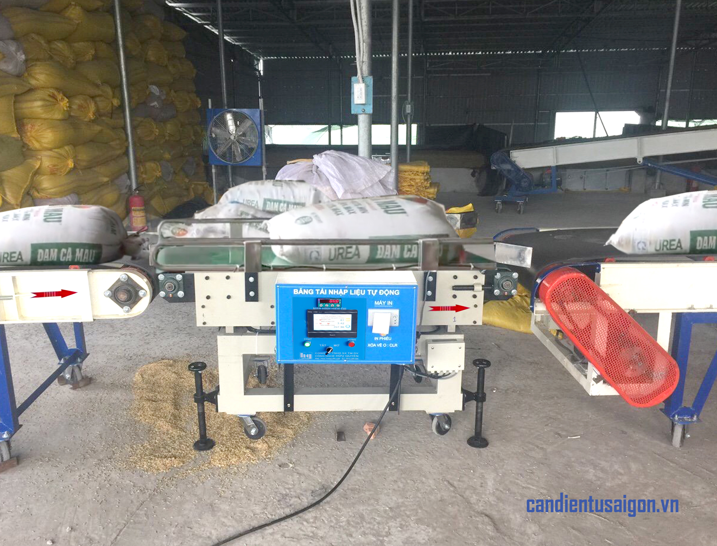 Cân băng tải cộng dồn tổng khối lượng hàng hóa nông sản